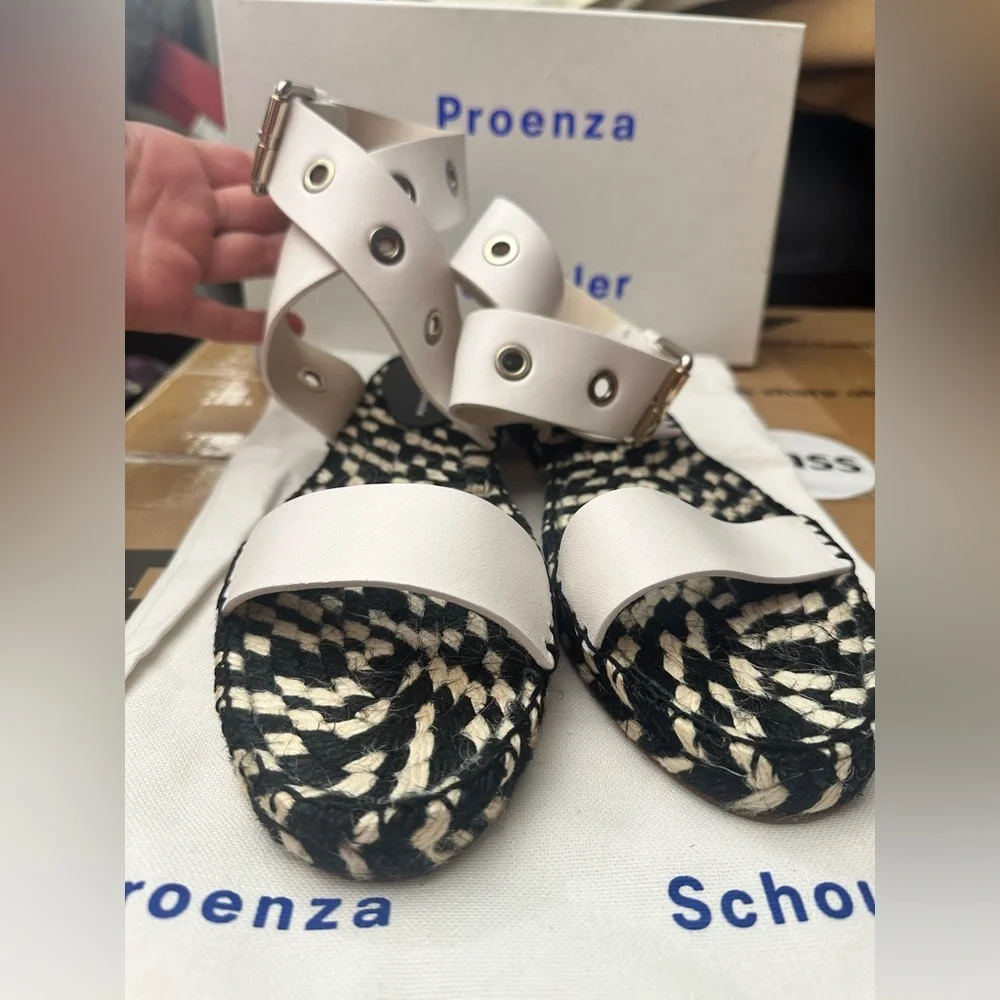 Proenza Schouler White and Black Woven espadrille Sandals 41‎